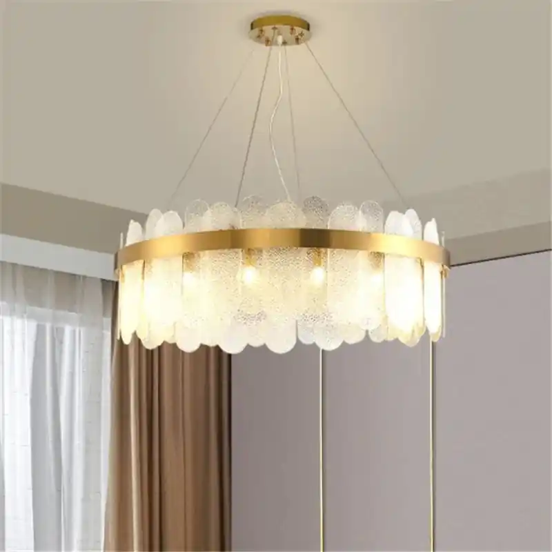 Postmodern Art Deco gold round chandelier for interior lighting