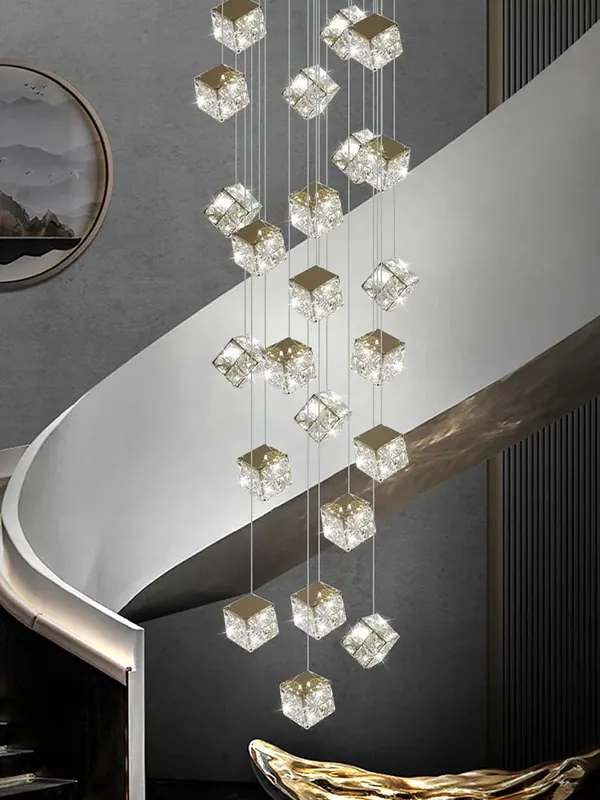 Modern square crystal chandelier for designer lighting
