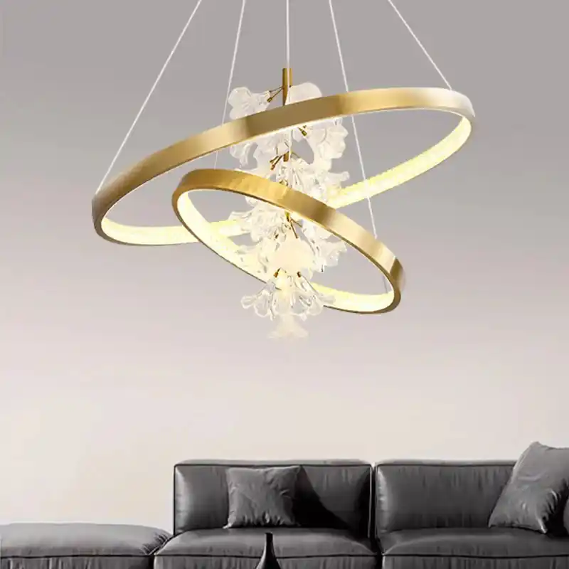 Modern glass flower-shaped chandelier for interior lighting