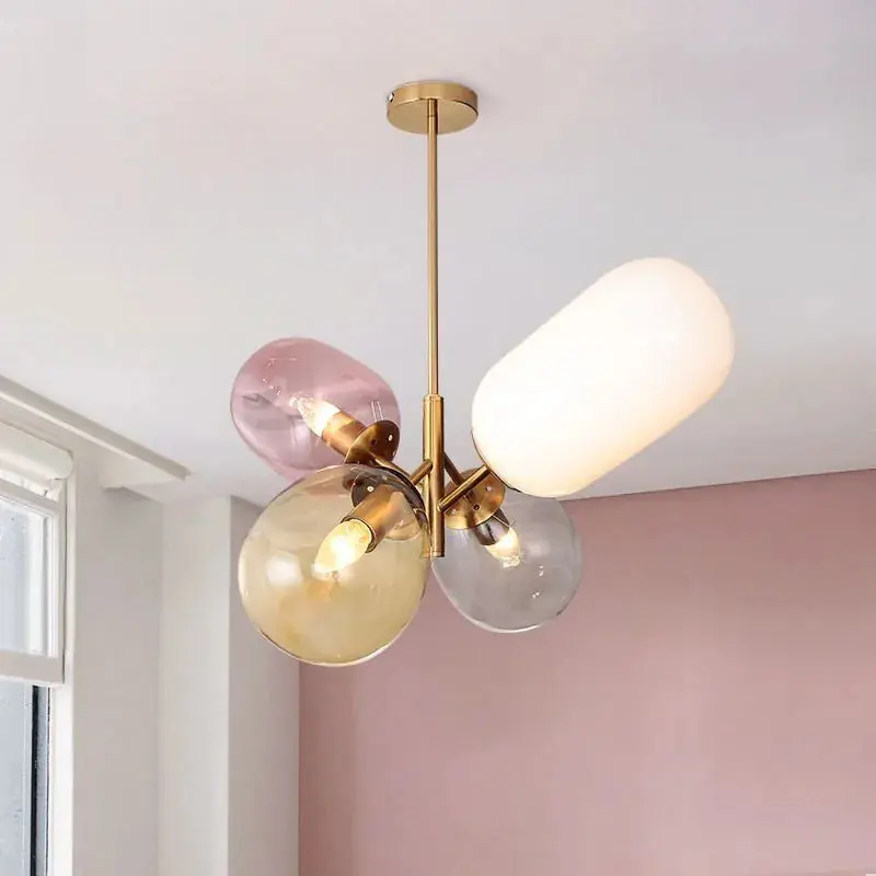 Modern glass chandelier for a decorative children's bedroom
