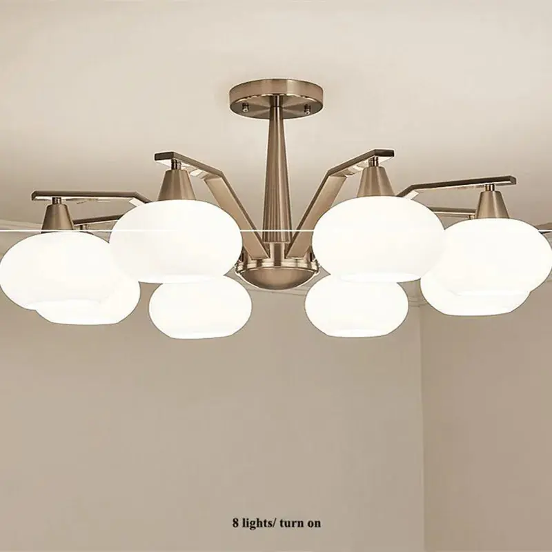 Modern nickel-plated metal chandelier with LED lighting