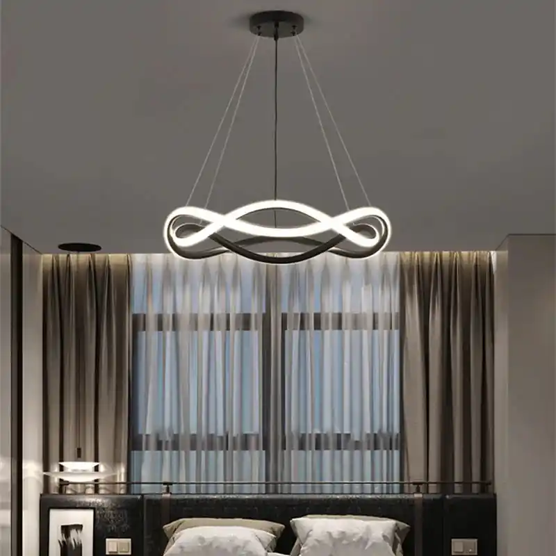 Geometric LED ring chandelier, simple creative aluminum design