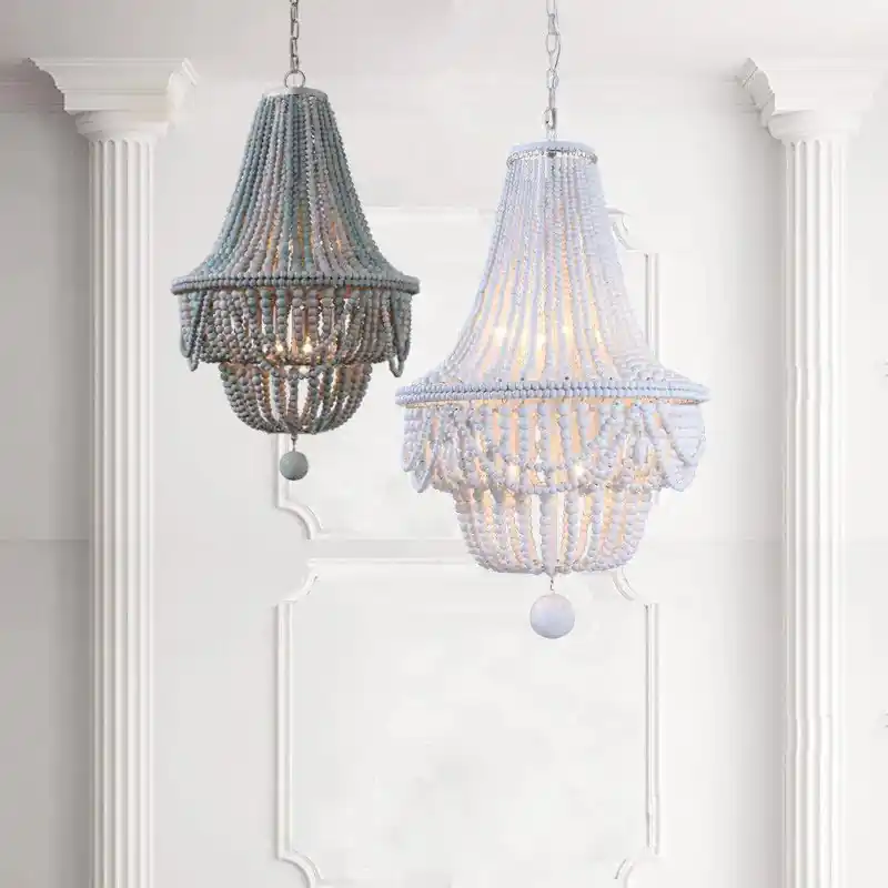 wooden bead chandelier for elegant interior decoration