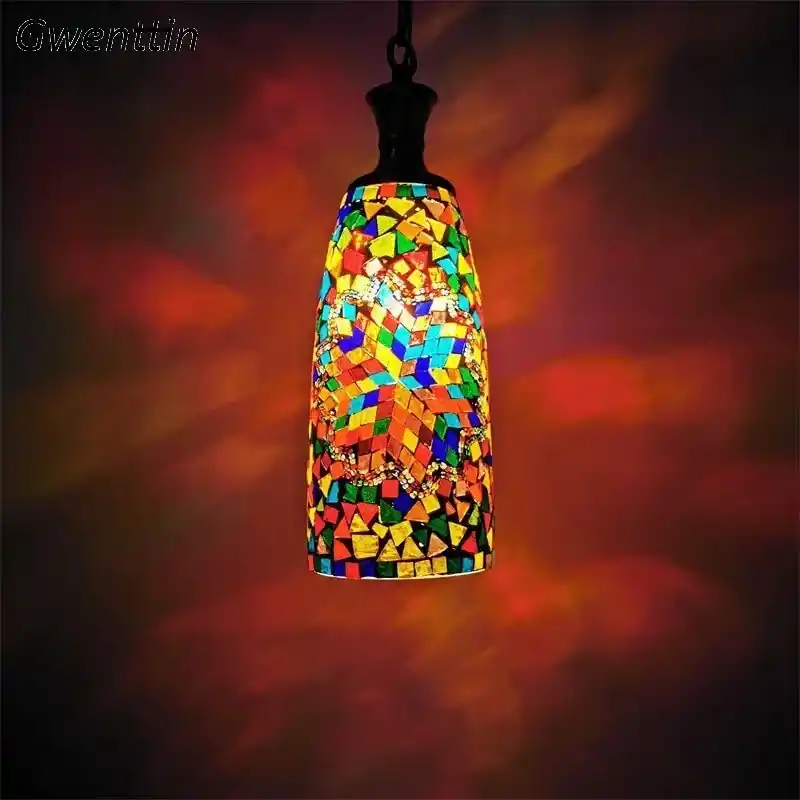 Vintage Bohemian Stained Glass Chandelier for Home Decor