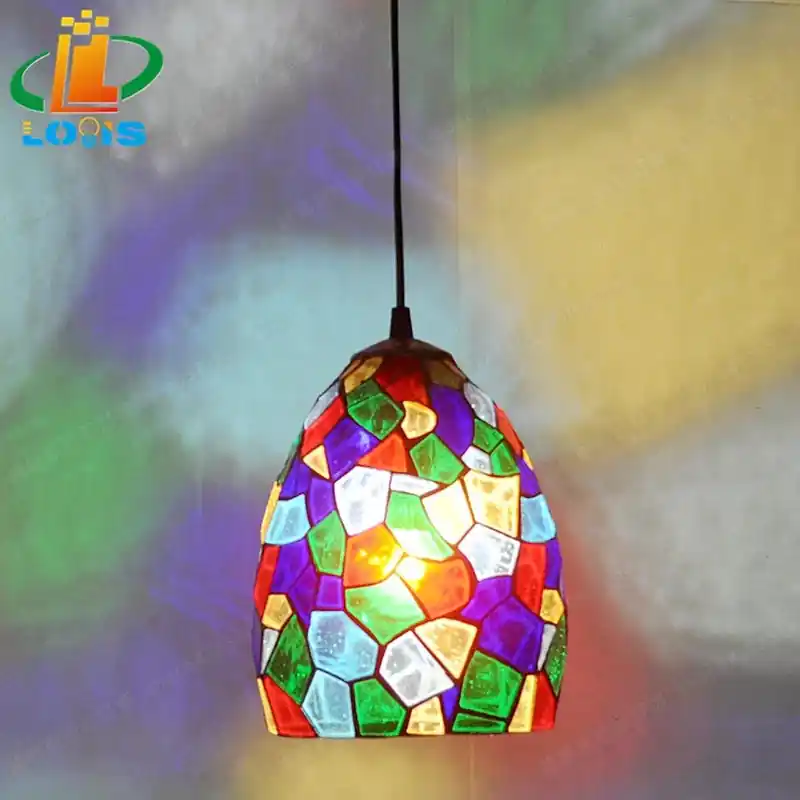 Tiffany-style stained glass colorful chandelier for creative lighting