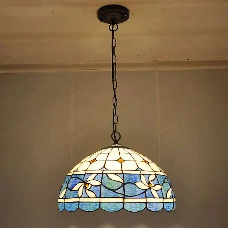 Antique stained glass chandelier for a nostalgic ambiance and restaurant