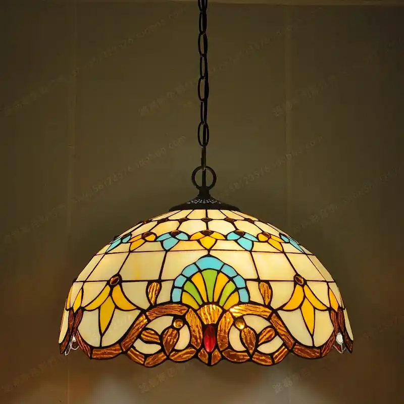 Tiffany glass chandelier for antique European cafes and restaurants