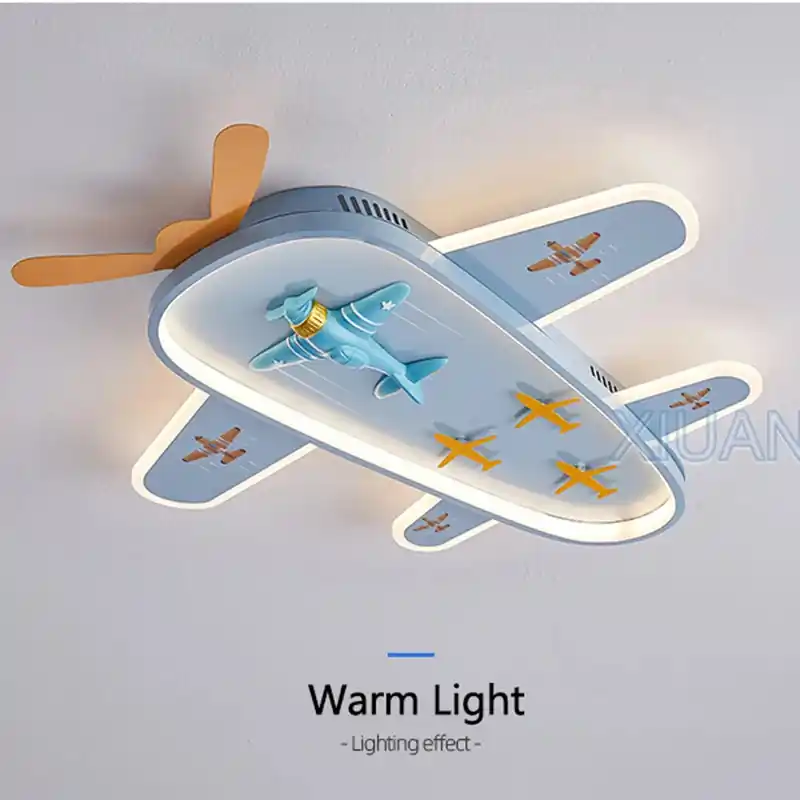 Aircraft Cartoon Chandelier for Children's Room Eye Protection