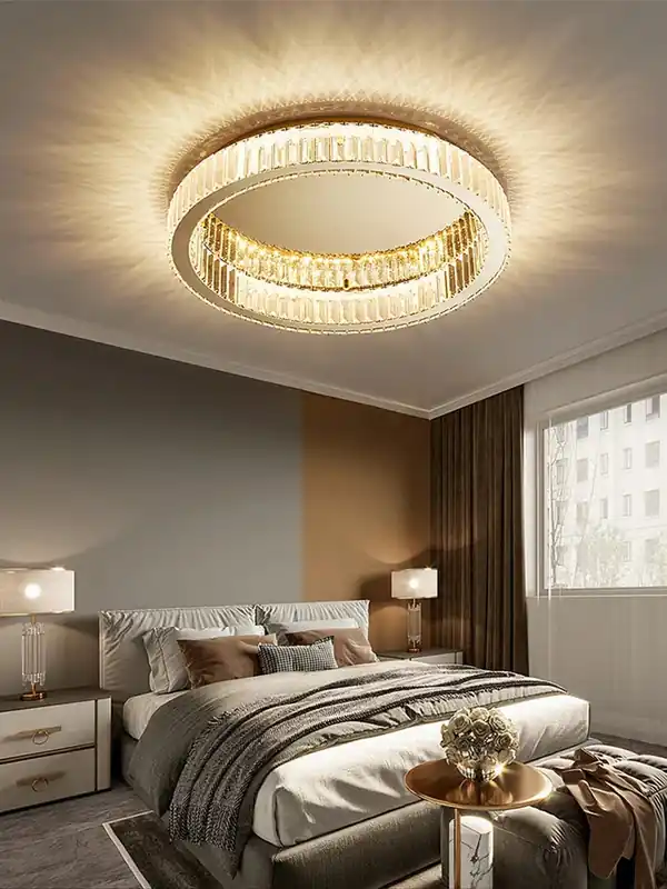 Gold and silver dimmable LED round chandelier