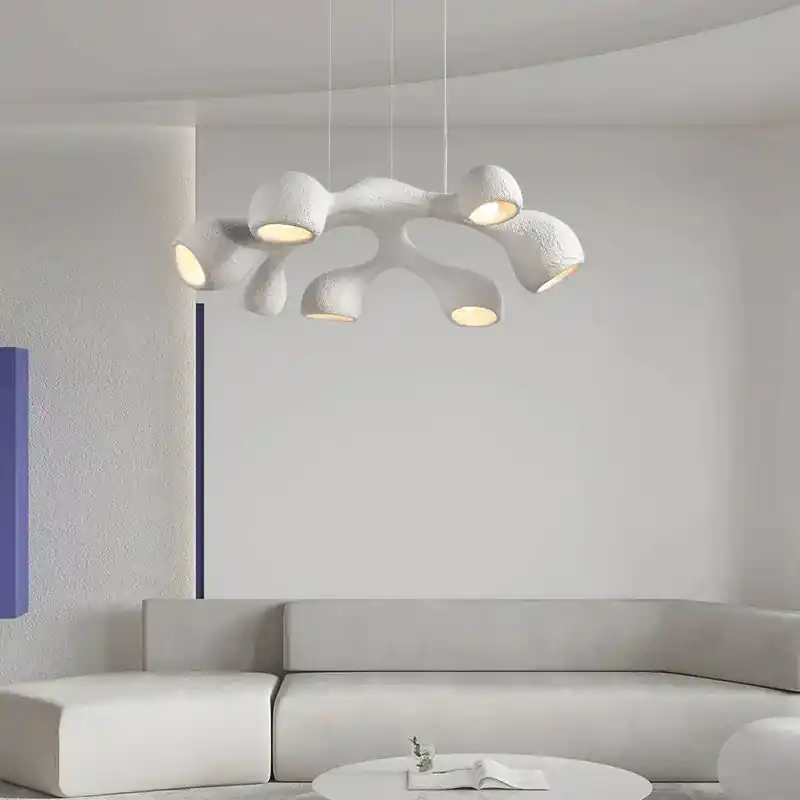 Japanese Wabi-Sabi Style LED Chandelier for Villa Clubhouse Duplex