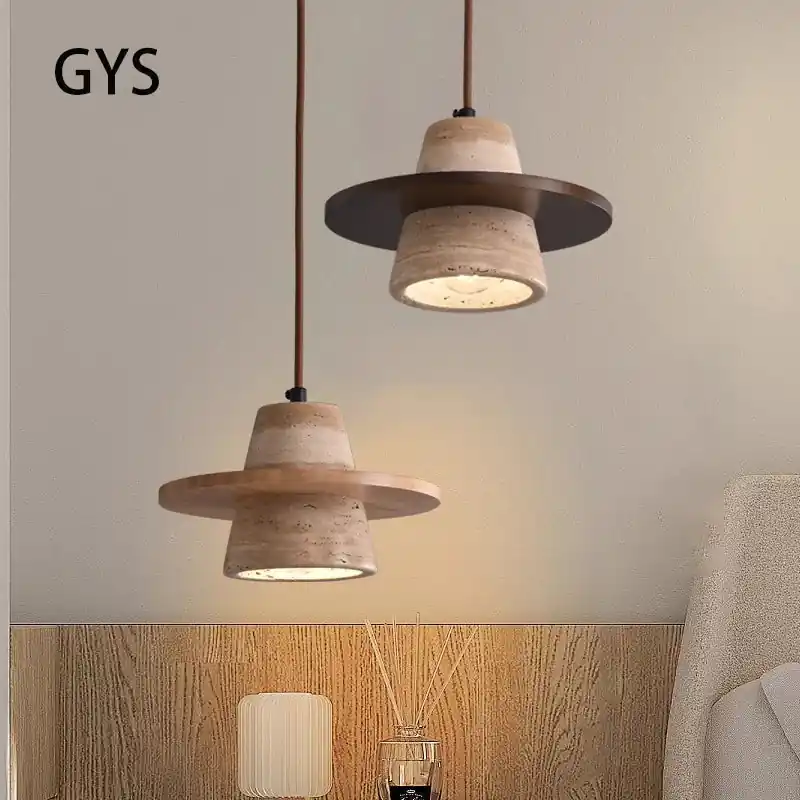 Small medieval retro-style stone LED chandelier