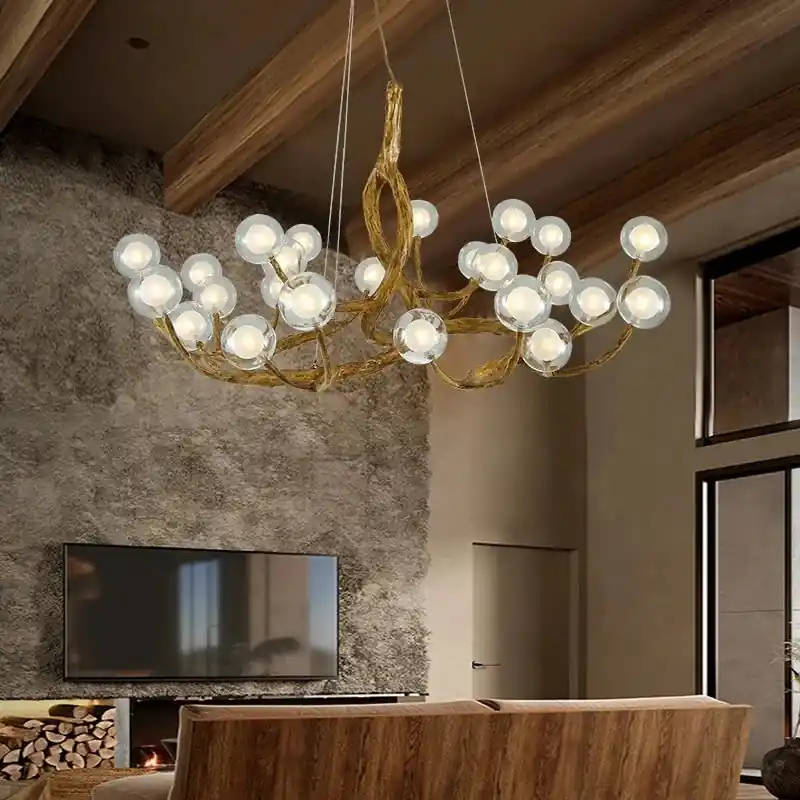 Nordic resin imitation branch chandelier with glass ball