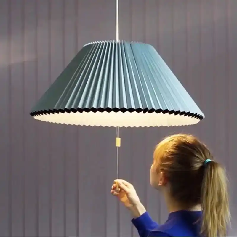 modern designer umbrella-shaped pleated fabric distorted LED chandelier