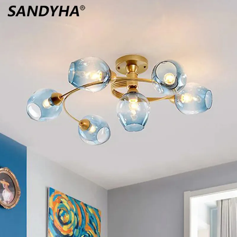 LED glass molecular chandelier for dining table