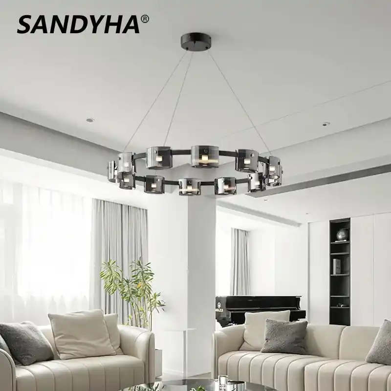 sandyha modern minimalist glass lampshade LED pendant light
