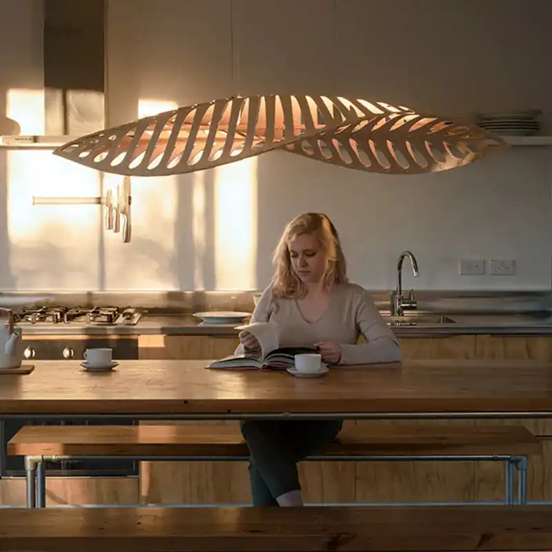 Minimalist Nordic Wabi-Sabi Wood Chandelier for Restaurant Bar