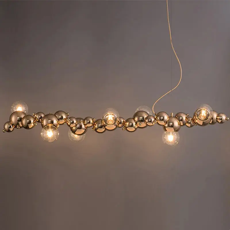 creative modern bubble ball Nordic style chrome chandelier