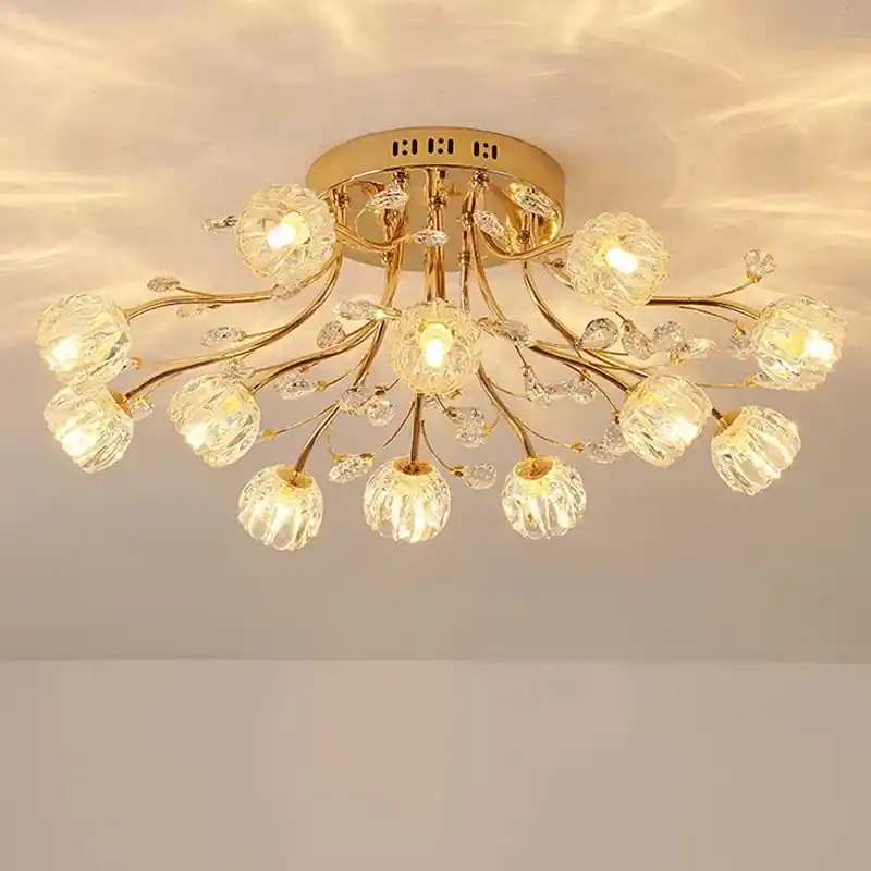 Nordic luxury crystal chandelier with LED glass flower