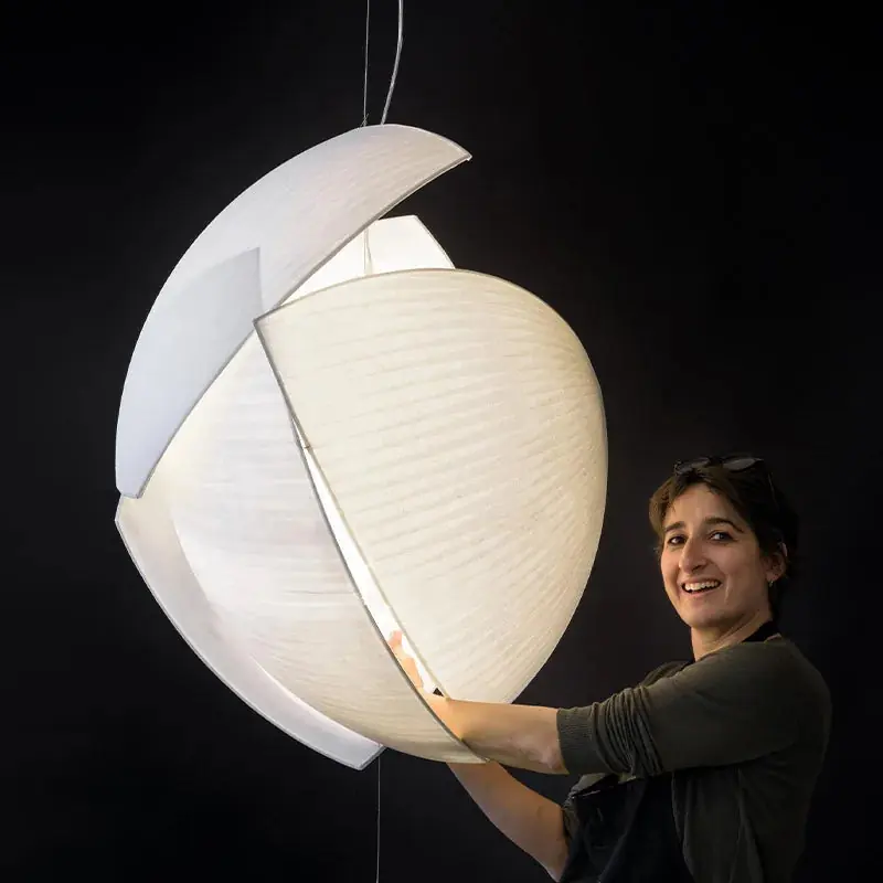 Wabi-Sabi Japanese Silk LED Chandelier for Home Decor