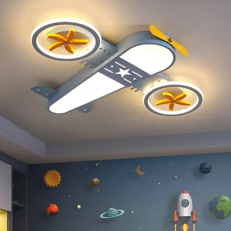 Airplane LED Cartoon Chandelier with Remote Control for Children