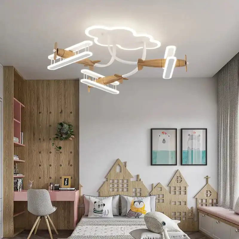Children's cartoon airplane chandelier with remote control