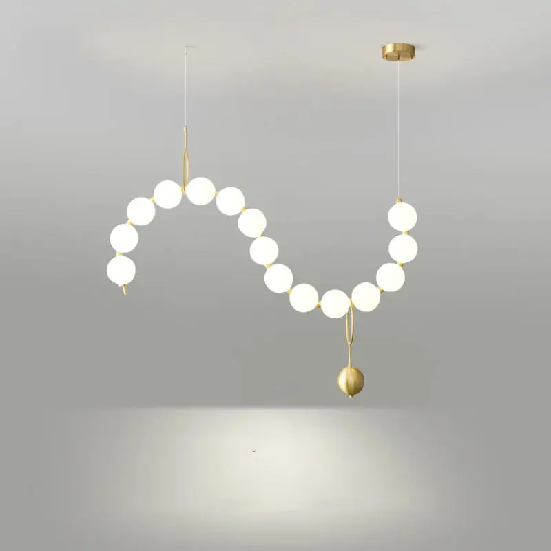 White acrylic pendant light with beads