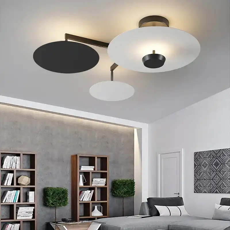 Round dimmable chandelier with remote control for living room art decor