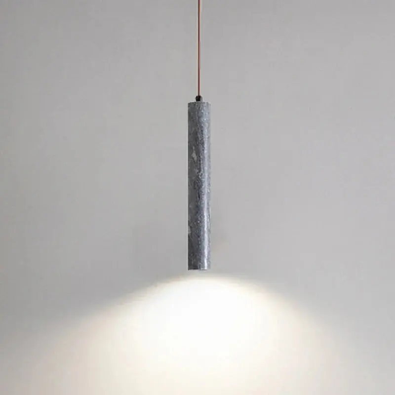 Cylindrical minimalist luxury natural marble LED chandelier