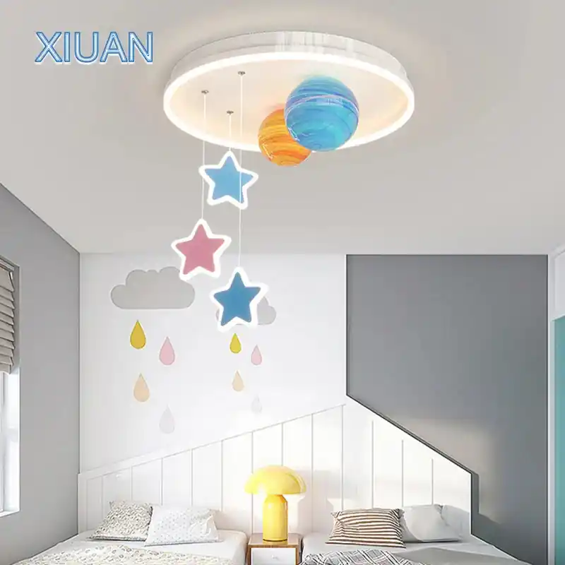 Creative stained glass planet universe star kindergarten chandelier