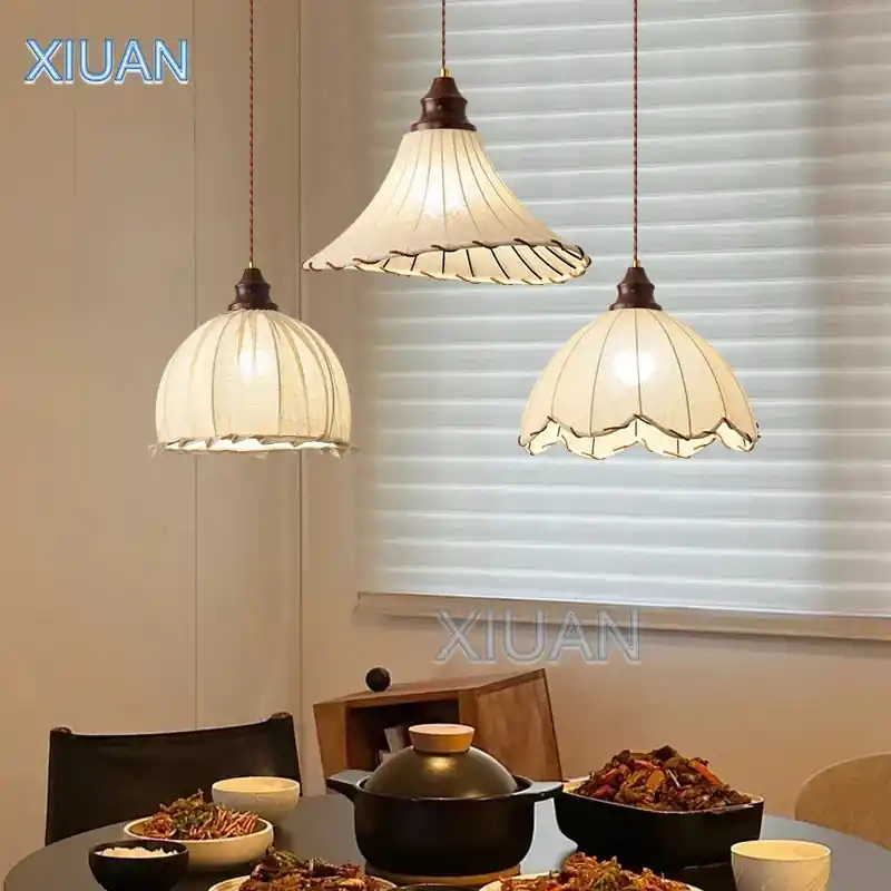wabi-sabi retro linen pendant light for medieval decor