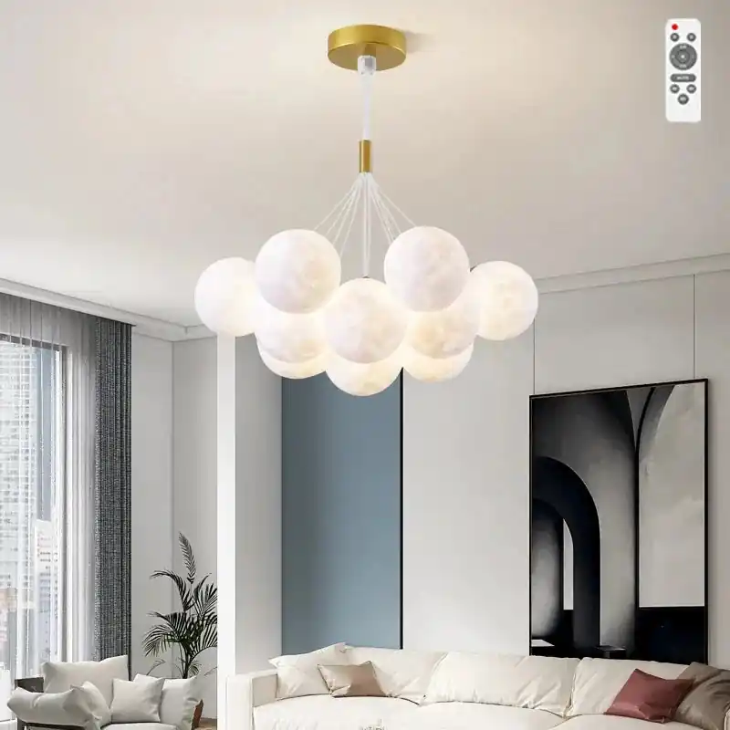 Modern children's chandelier with bubble pendant and remote control