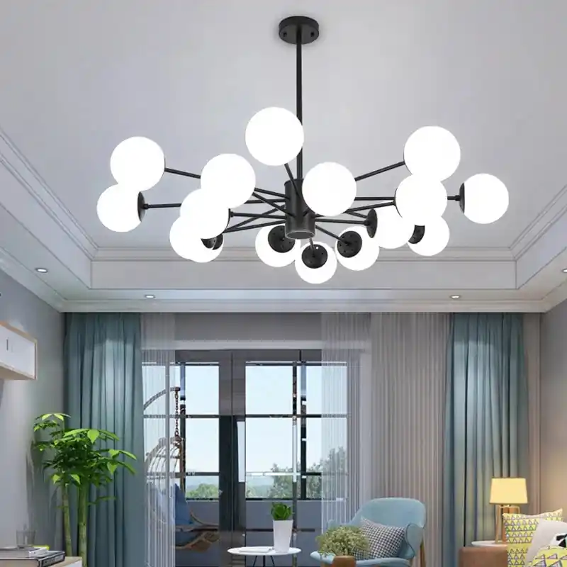 Modern glass chandelier for bright interiors