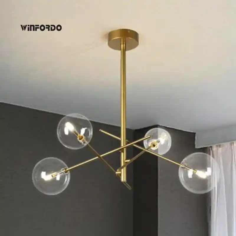 Winfordo Globe LED Pendant Chandelier with Glass Bubbles for Decoration