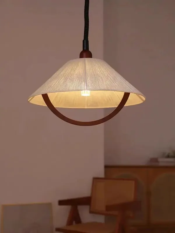 Modern artistic design hemp rope wood adjustable wire chandelier