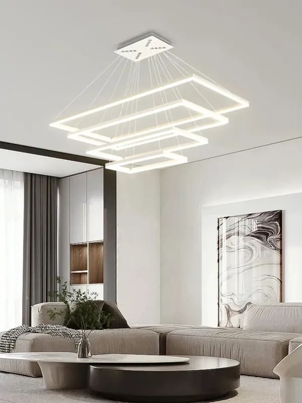 Fancy aluminum LED chandelier with rectangular suspended lighting