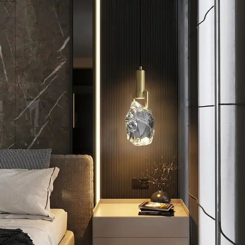 luxurious minimalist modern crystal and copper chandelier