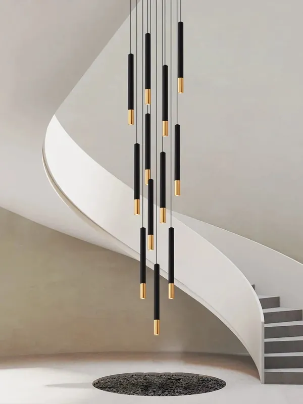 Tubular LED chandelier for restaurant interior lighting