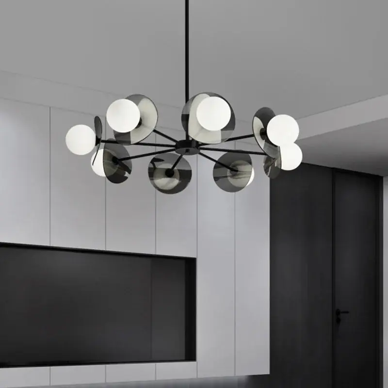 Luxury copper chandelier with Italian minimalist LED light