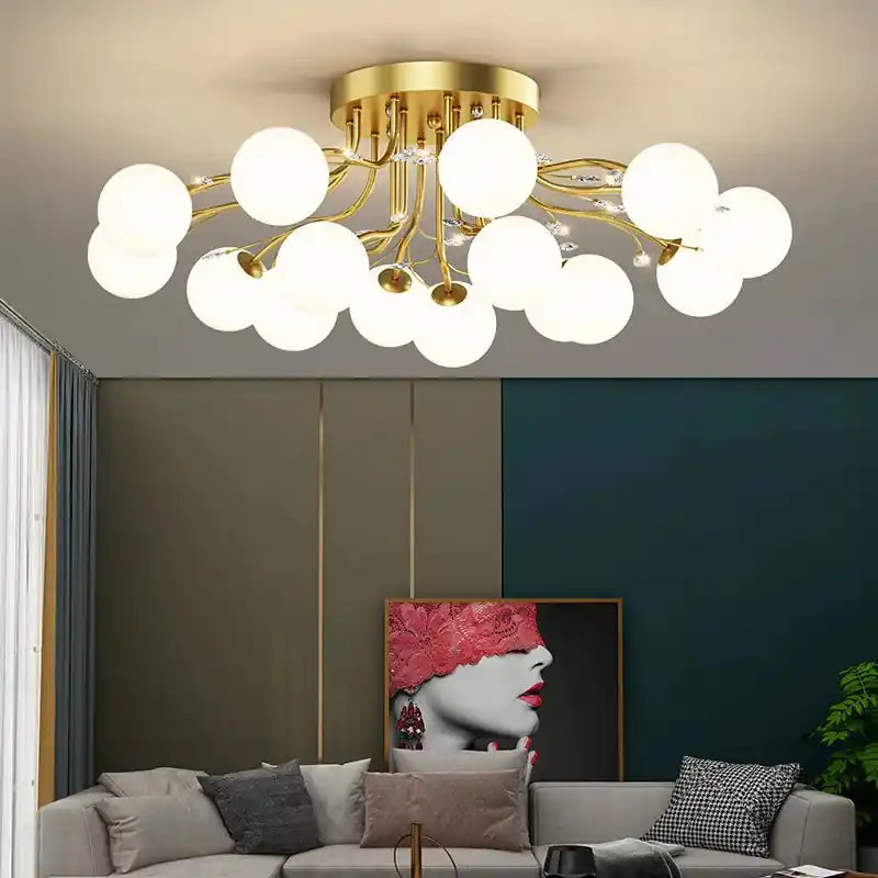 Nordic golden glass ball chandelier indoor decorative lighting