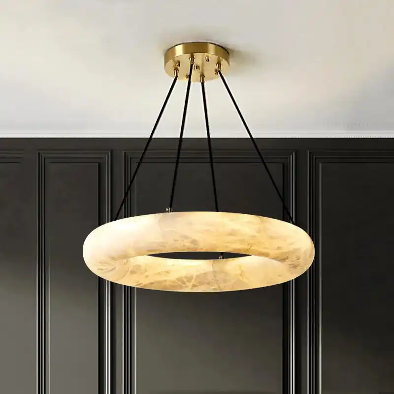 Luxury hotel chandelier in natural Spanish marble