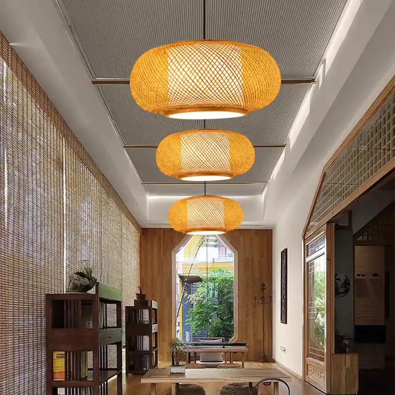 Handmade Chinese-style vintage pastoral bamboo woven chandelier