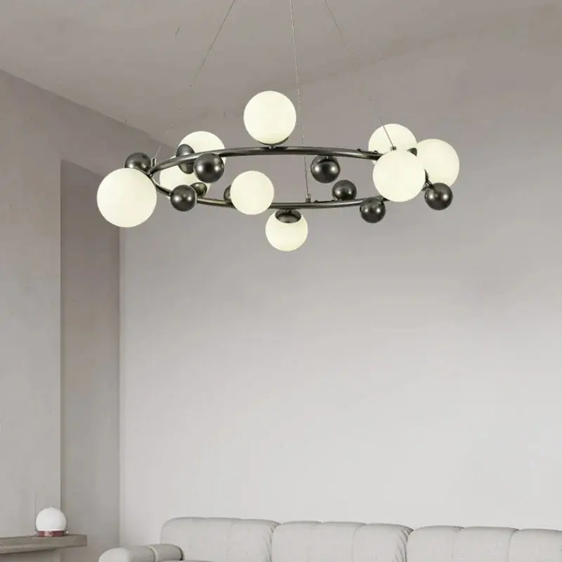 Modern Adjustable Metal and Glass Indoor Chandelier