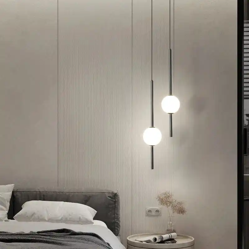 Nordic minimalist copper LED chandelier, adjustable height