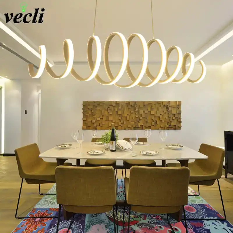 Modern aluminum chandelier with integrated LED lights