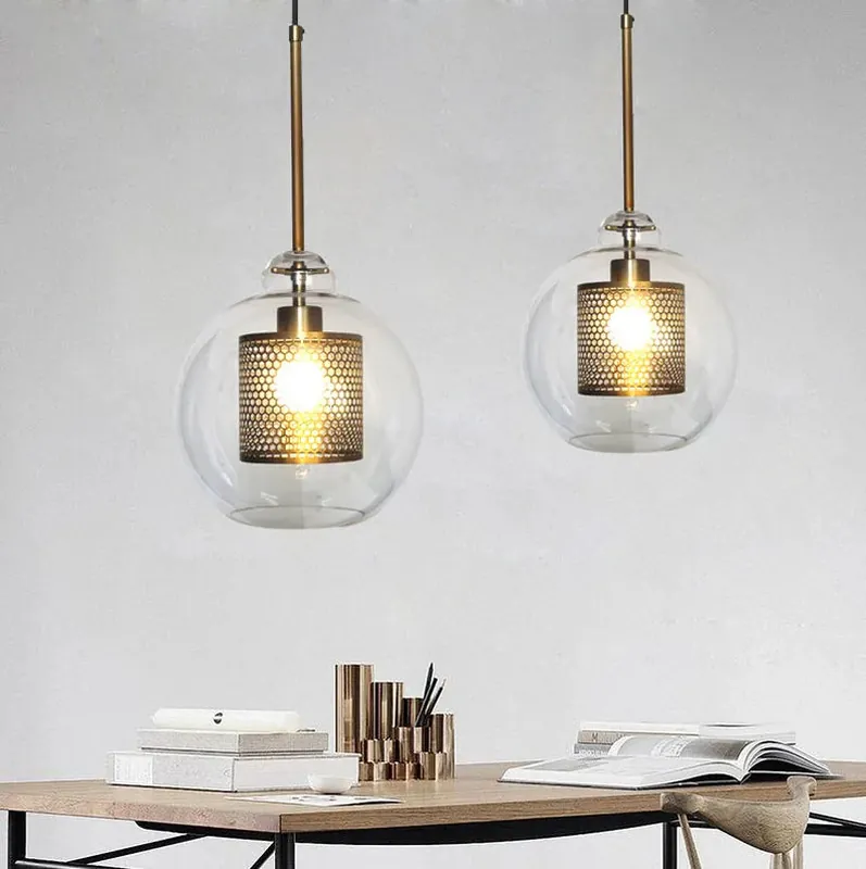 Retro Industrial Glass Ball Chandelier for Loft Hotel Restaurant