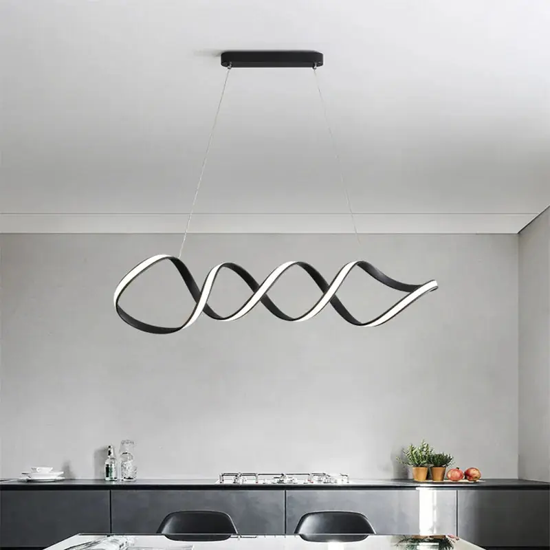Minimalist LED Spiral Chandelier Home Decor Indoor Lighting