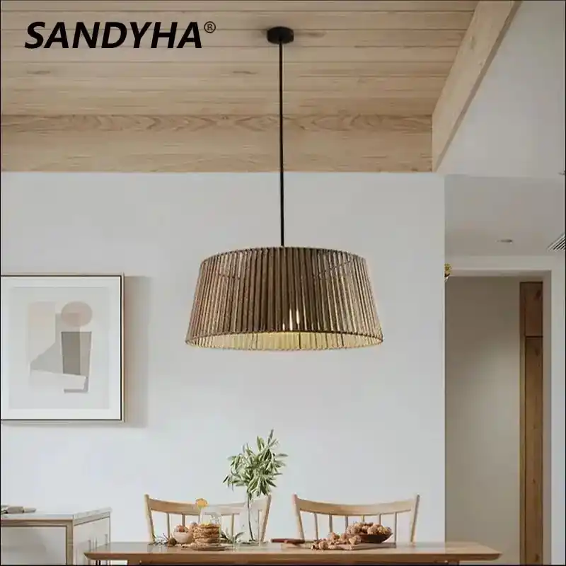 sandyha Nordic woven rope LED pendant lights