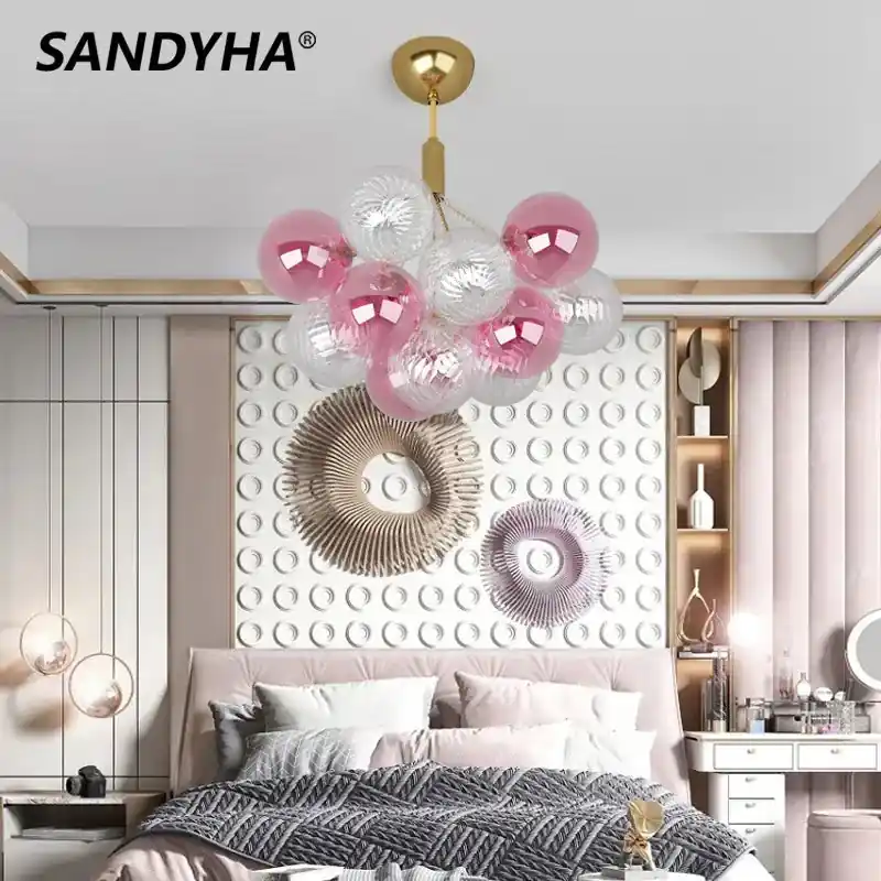 Modern chandelier multicolored glass ball luxury decoration lighting