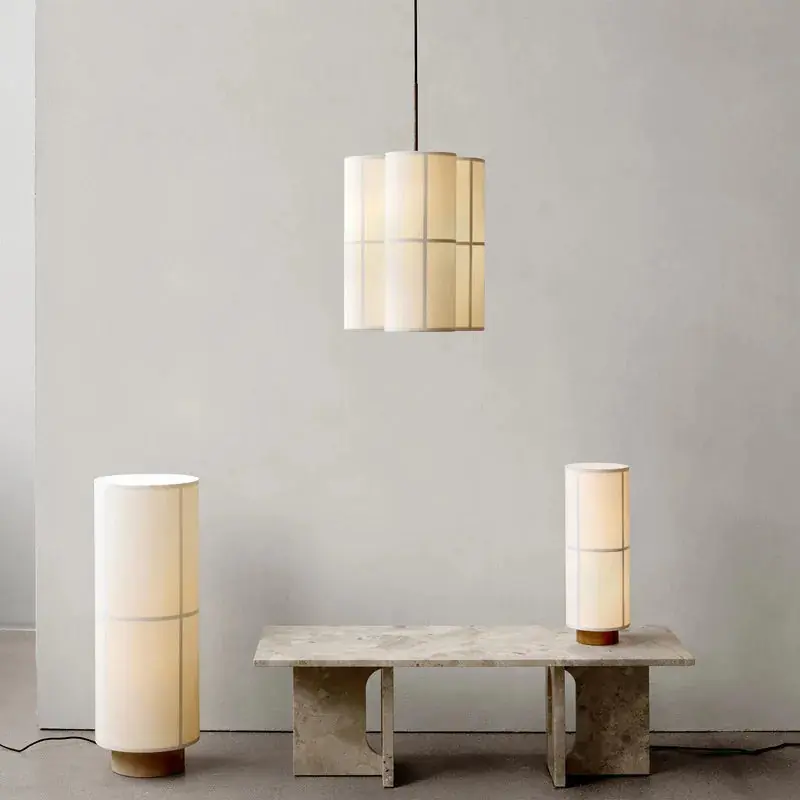 vintage minimalist fabric lampshade designer hashira pendant light