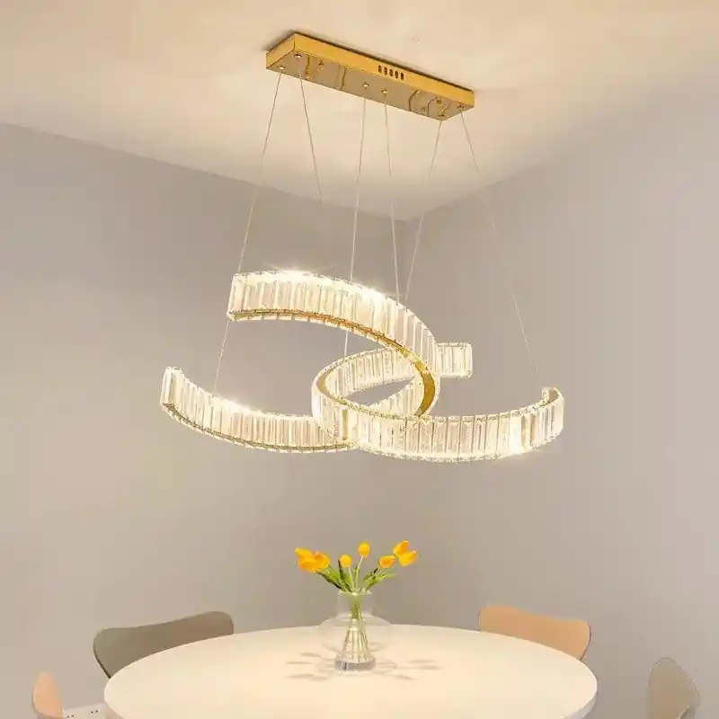 Postmodern crystal stainless steel chandelier